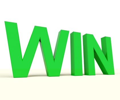 Win Word On Table Representing Success And Victories