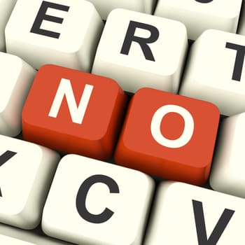 No Computer Keys In Red Showing Denial Panic And Negativity