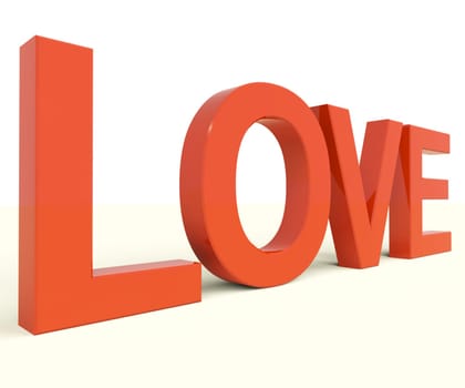 Love Red Word Showing Heart And Romance For Valentines