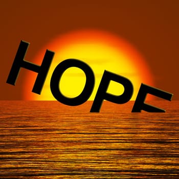 Hope Word Sinking In The Sea Showing Despair And Depression