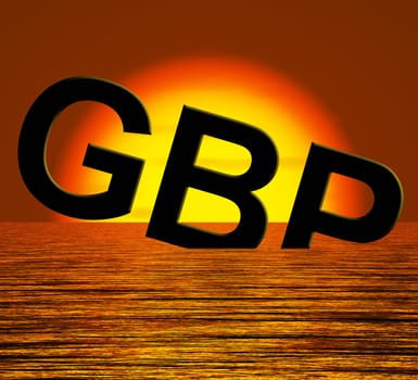 Gbp Word Sinking And Sunset Showing Depression Recession And Economic Downturns