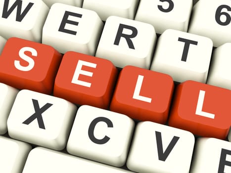 Sell Computer Keys In Red Showing Sales And Business