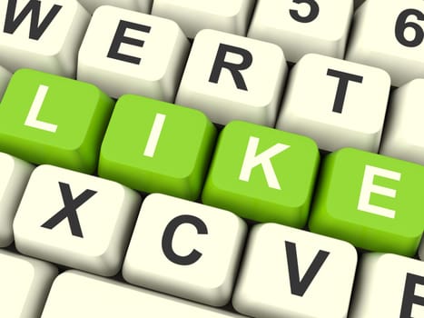 Like Computer Keys In Green Showing Approval And Being A Fan