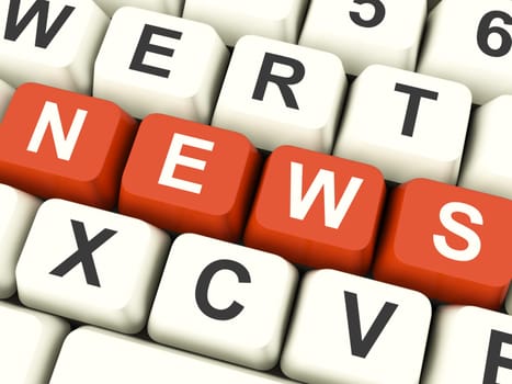 News Computer Keys In Red Showing Media And Information