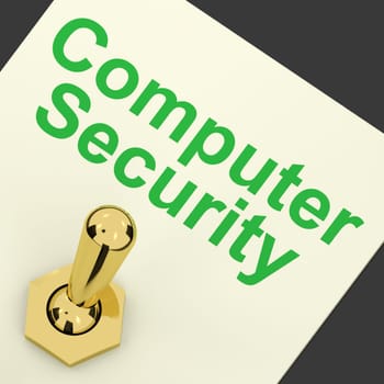 Computer Security Switch On Shows Laptop Interet Safety
