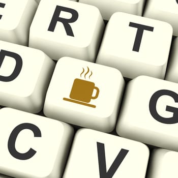 Coffee Mug Icon Computer White Key As Symbol For Taking A Break