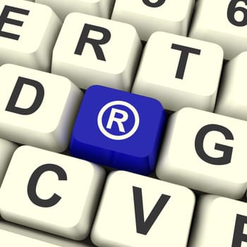 Registered Computer Blue Key Showing Patent Or Trademarks