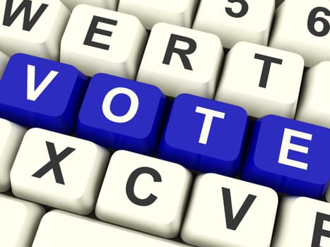 Vote Computer Keys Blue Showing Options Or Choices