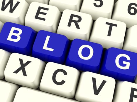 Blog Computer Keys Colored Blue For Blogger Website