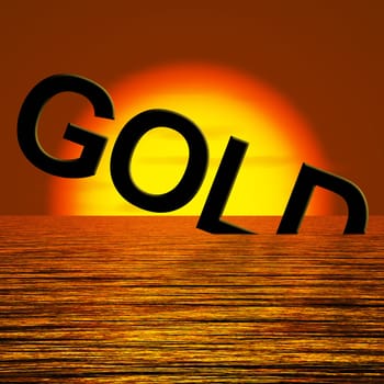 Gold Word Sinking Showing Depression Recession And Economic Downturns