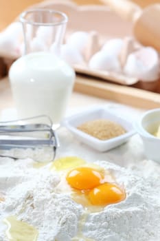 Baking ingredients for cake, pastry or cookies