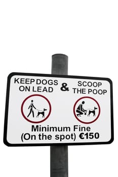 warning sign for all dog owners to scoop the poop with a clipping path