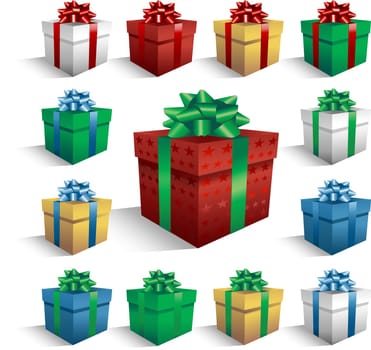 Vector gift boxes isolated on white