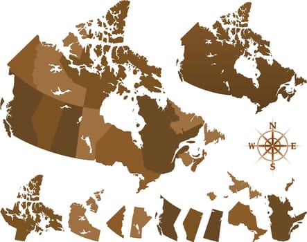Canada, map with flag, with clipping path. 3d illustration, isolated on white