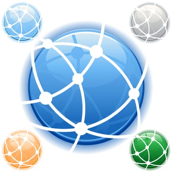 Network icon in blue on isolated white background