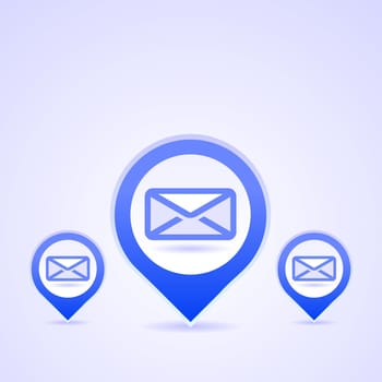 Illustration of blue symbol of Envelope on bright background