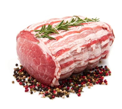 fresh roast of veal with rosemary and  pepper