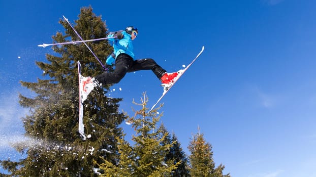 Skier in a high jump