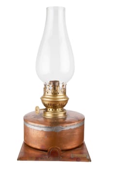antique kerosene lamp with a glass bulb