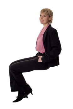 young business women sitting on empty space