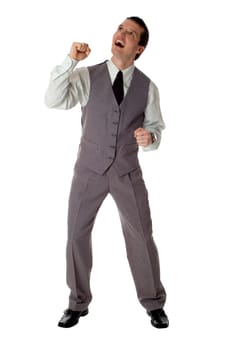 young business men with success expression on white