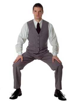 young business men sitting on empty space