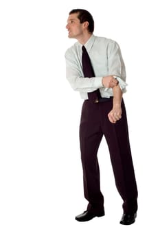 angry business men standing on white background