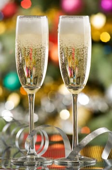 two glasses of champagne close up shoot