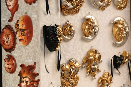 colorful Carnival masks in Venice