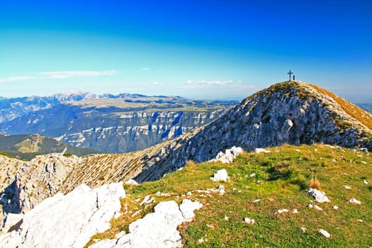 Summit of Punta Telegrafo (2200m) in the Monte Baldo massif on Lake Garda,Italy