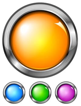 Set of glossy buttons in a metal frame (eps 10  NO gradient mesh)