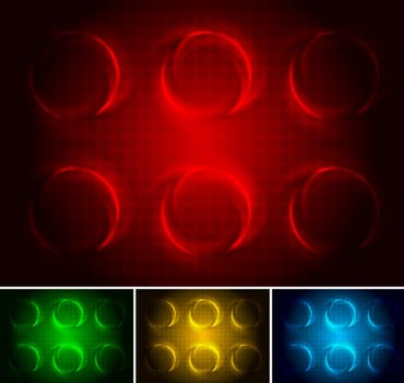 Set of dark abstract backgrounds with circles