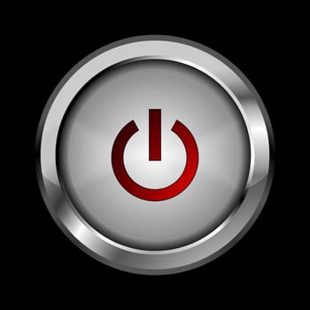 Power metallic button. Eps 10 vector