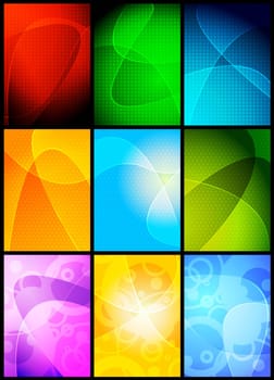 Collection of 9 wavy backgrounds - eps 10