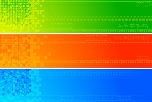 Set of bright tech banners - eps 10 vector