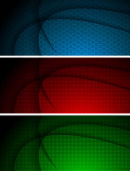 Set of beautiful banners with a different texture: hexagon, square and circle