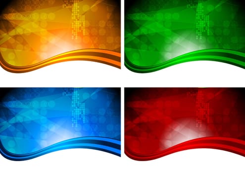 Set of bright abstract backgrounds with circle texture (eps 10)