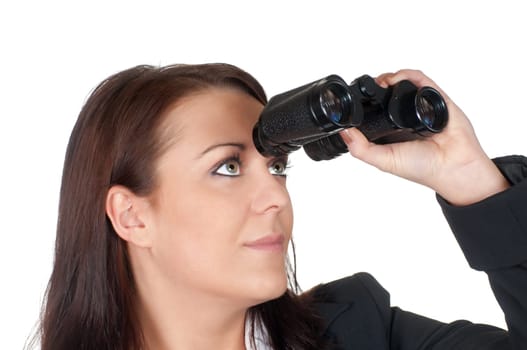 Businesswoman with binoculars