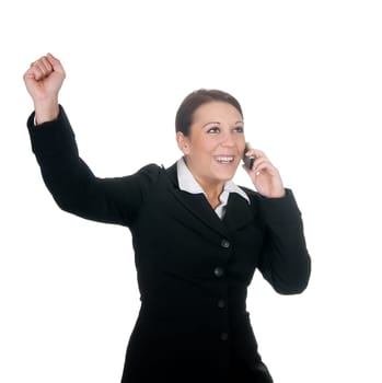 Cheerful businesswoman talking on the phone