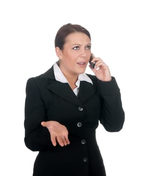 Angry businesswoman talking on the phone