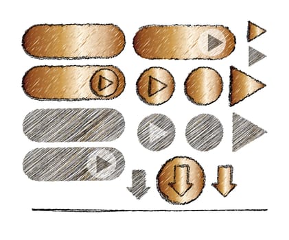 Set of the various buttons in grunge style