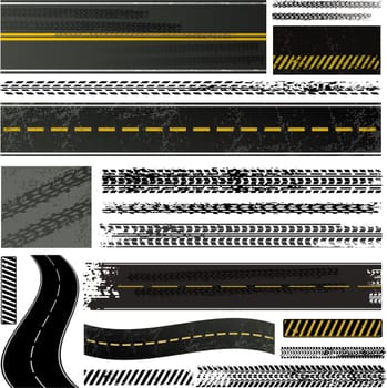 Road and tire track illustrations