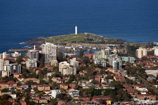 looking down onto wollongong city and suburbs