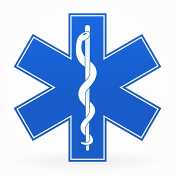 Blue Healthcare Illustration with snake isolated on white
