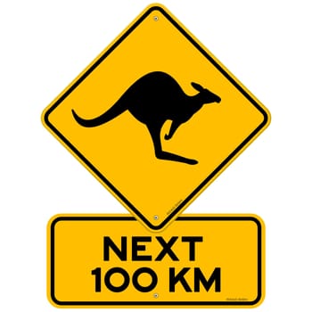 Next 100 kilometers a Kangaroo danger as a Clip Art