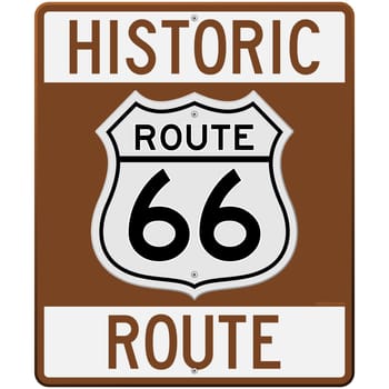 Brown Historic Route 66 Sign as Clip Art