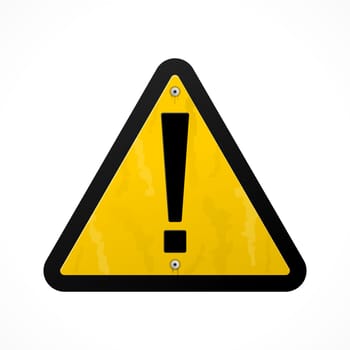 Black Exclamation sign on yellow triangular background with black border