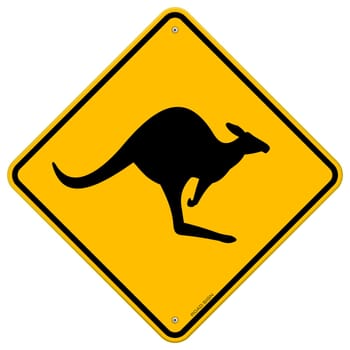 Yellow Vector Sign with Kangaroo danger information