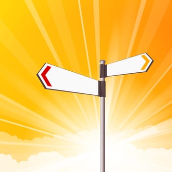 Two clear signs on yellow sunshine background