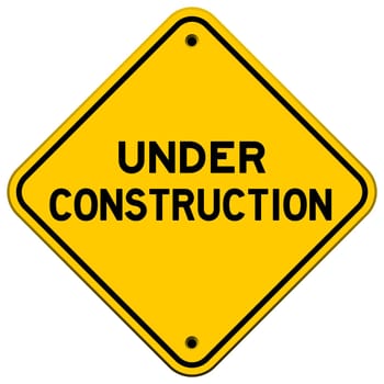 Under Construction Yellow Sign used in transportation